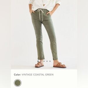 PAIGE Christy Vintage Coastal Green Drawstring Cropped Pants